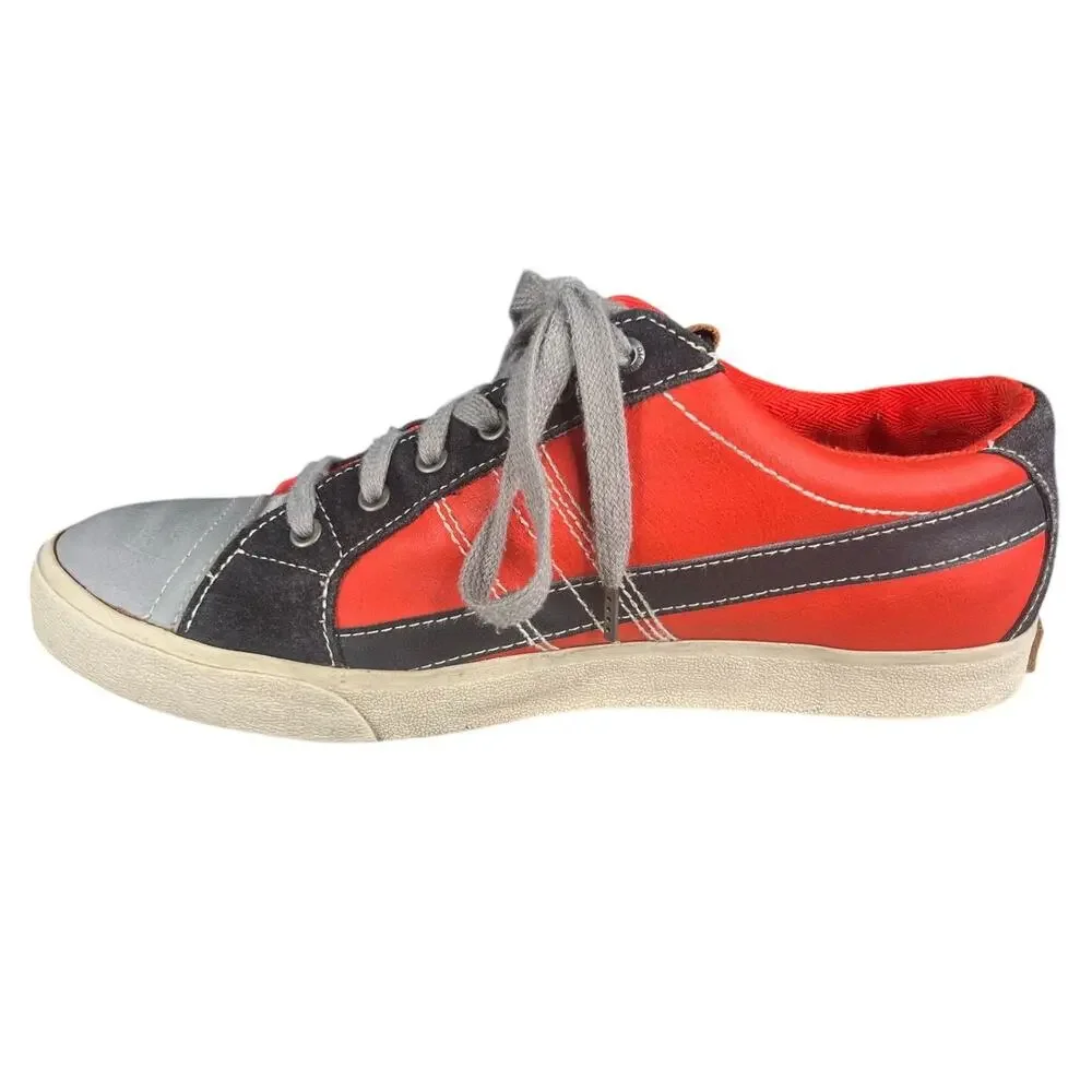 Diesel Men’s D String Grey Red Low Lace Up Sneakers Size US 9